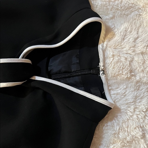 J. Crew Black Blouse with White Trim and bow at collar. - Picture 6 of 11